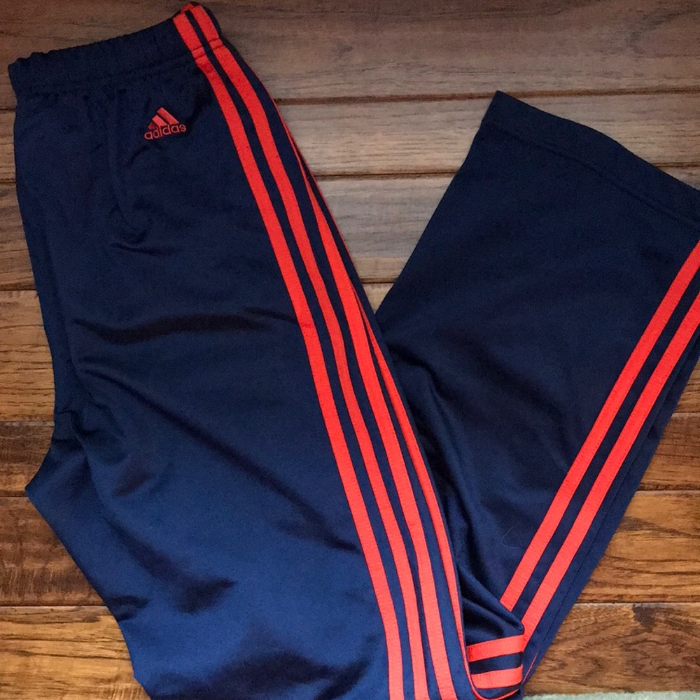 Navy and red adidas jogging pants